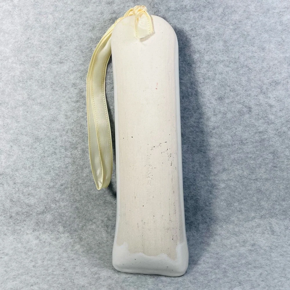 Studio Art Pottery Wall Pocket Vase Floral Hand Painted Iris 9.5” Ribbon Hanger‎